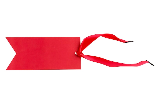 PSD red flag on a cord or thread made of paper and cardboard on an empty background