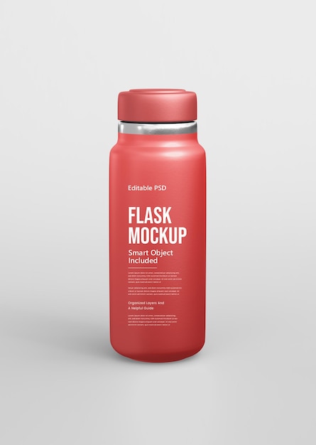 Red Flask Mockup voor productpresentatie