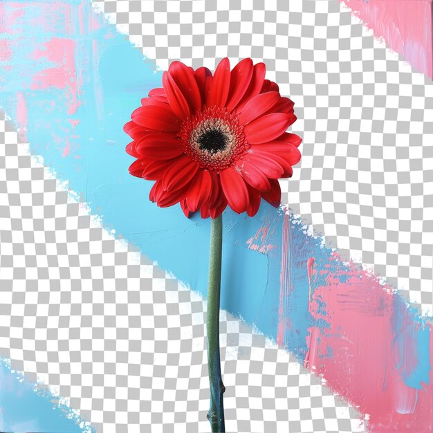 PSD a red flower with a blue and pink background