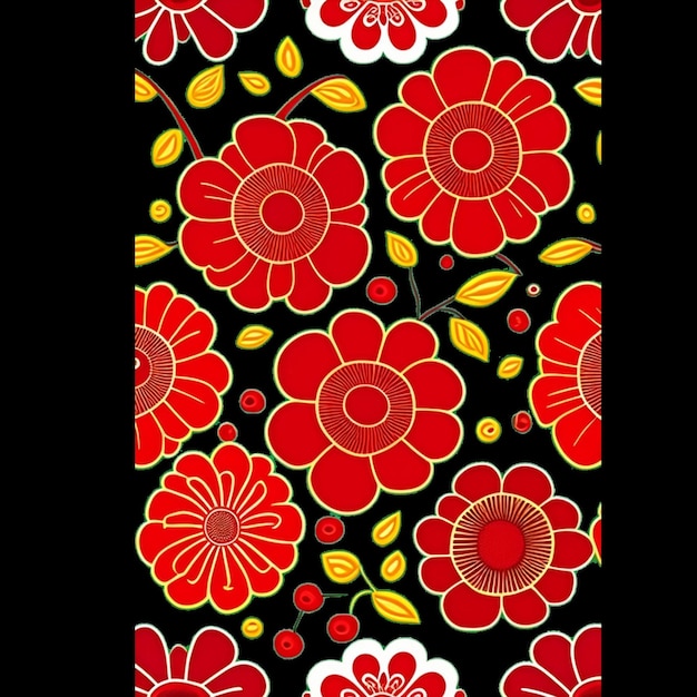 PSD red flowers pattern