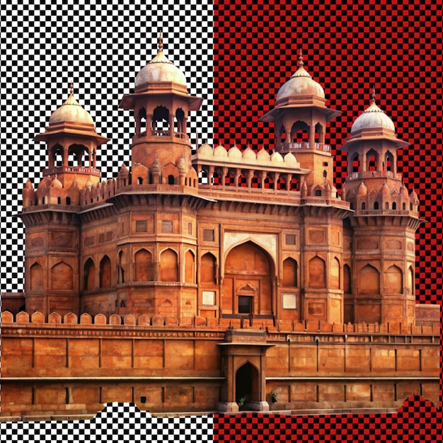 PSD red fort on transparent background