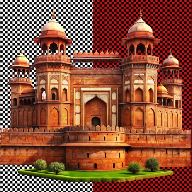 PSD red fort on transparent background