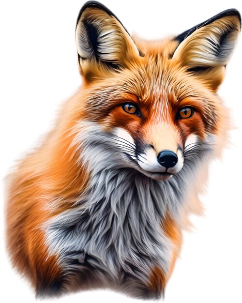 PSD red fox closeup disegno a matita colorata di red fox vulpes vulpes