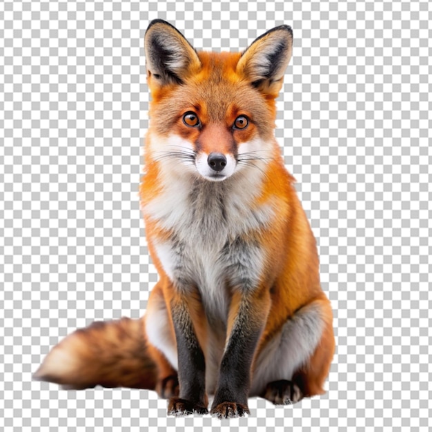 PSD red fox on transparent background