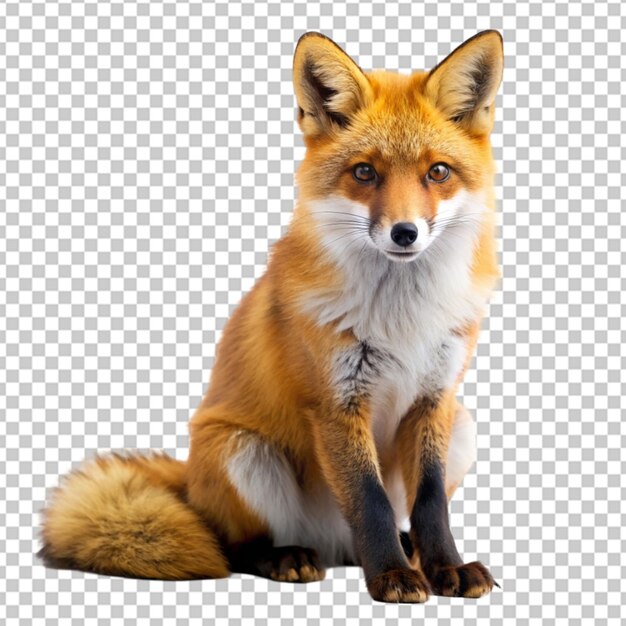 PSD red fox on transparent background