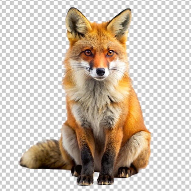 PSD red fox on transparent background