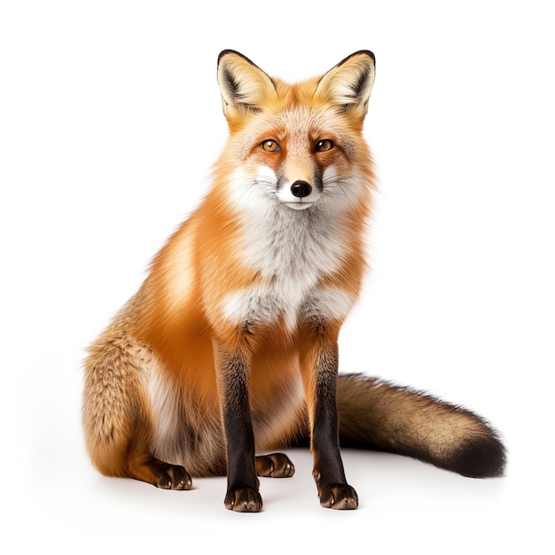 A red fox with a fluffy tail