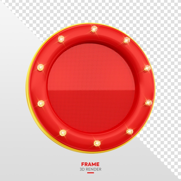 PSD red frame with lights element 3d