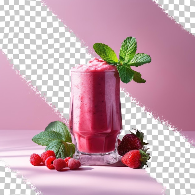 PSD red fruit smoothie against a transparent background