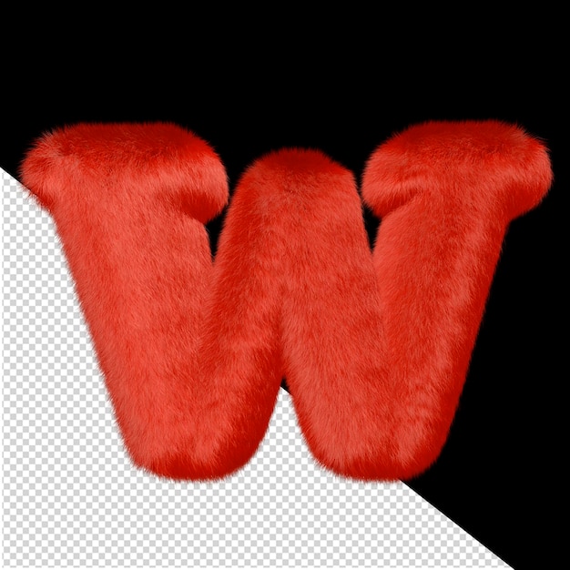 PSD red fur symbol letter w