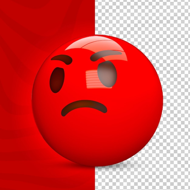 PSD red furious angry 3d emoji looking up