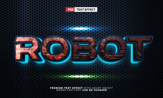 Red future tech robot bagliore 3d effetto testo modificabile