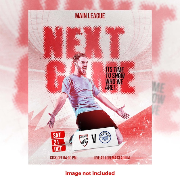 PSD red next game sport template