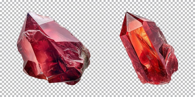 PSD red gem stones isolated on a transparent background png