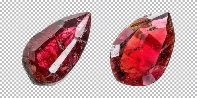 PSD red gem stones isolated on a transparent background png