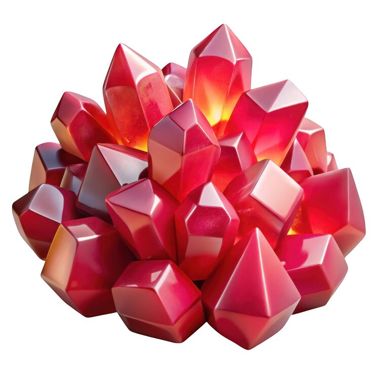 PSD red gemstone cluster digital illustration