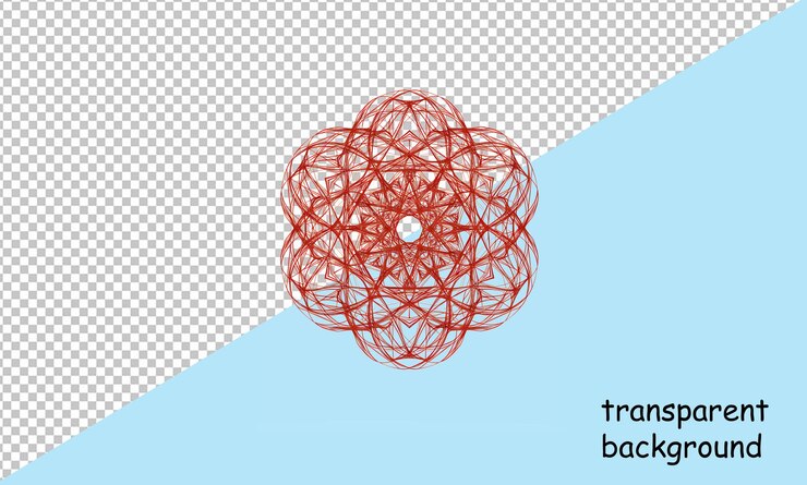 PSD red geometric 3d sphere design with transparent background