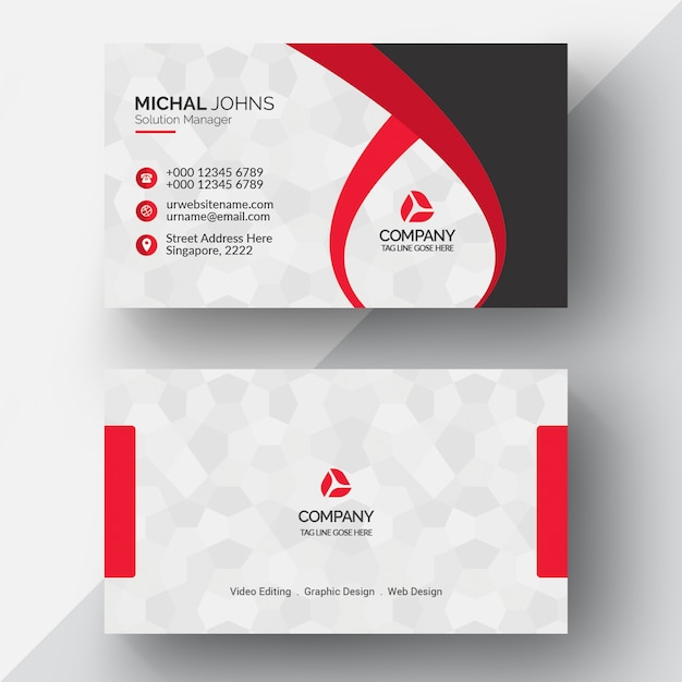 Red geometric business card