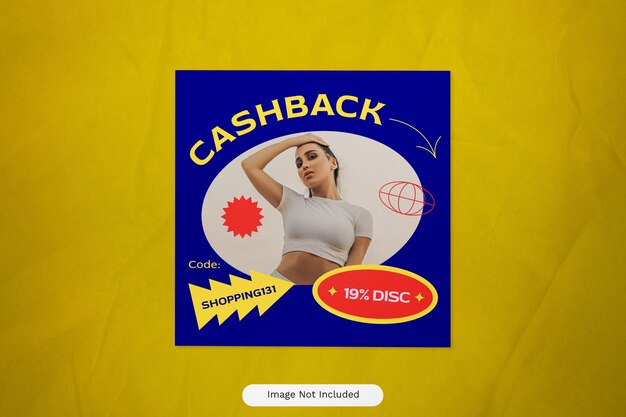 PSD red geometric fashion special cashback instagram post