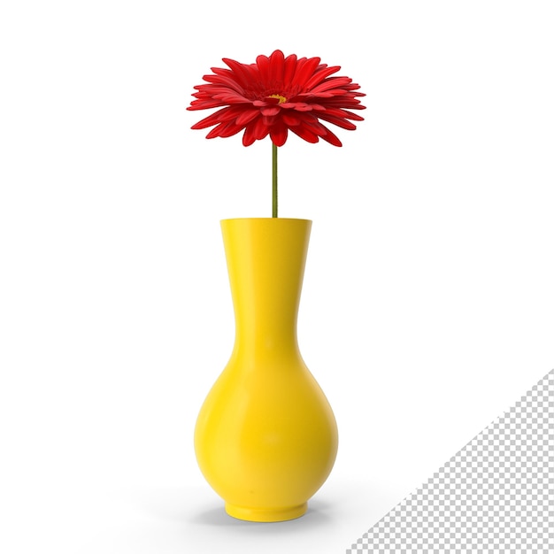 PSD gerbera rossa margherita in vaso png