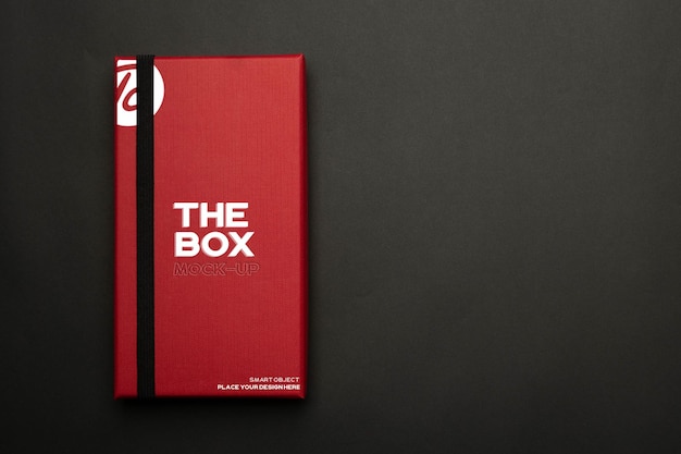 PSD red gift box mockup design