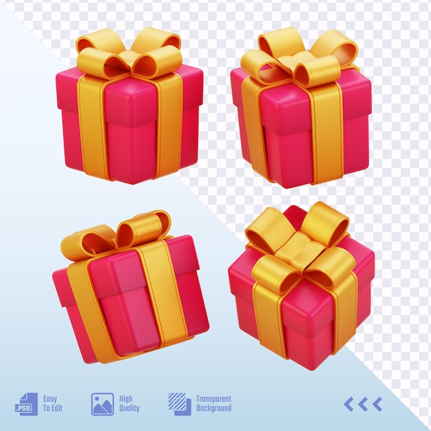 Red Gift Box with Gold Ribbon Bow