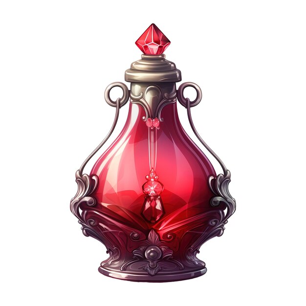 Red glass bottle with a red top ai generated image