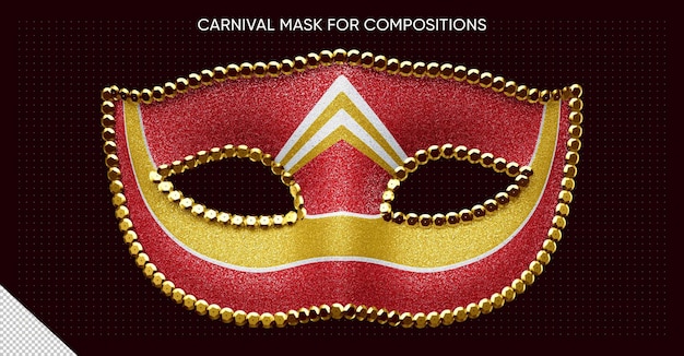 PSD maschera di carnevale decorata con glitter rossi