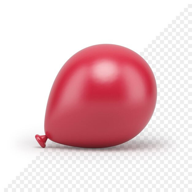 Red glossy helium balloon decorative air festive surprise event element realistic 3d icon