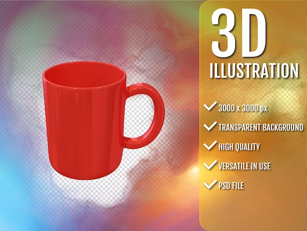 Red glossy mug 3d render