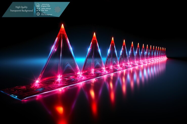 PSD red glowing arrow line on transparent background