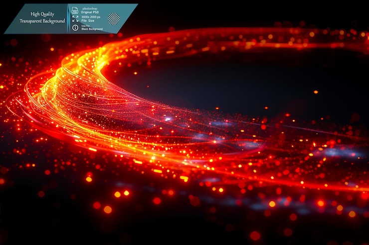 PSD red glowing light effect vector illustration of a circular design on transparent background