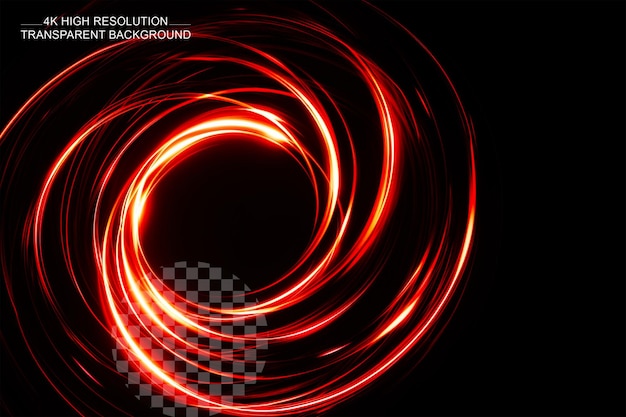 Red glowing shiny circle lines effect luminous white backdrop on transparent background