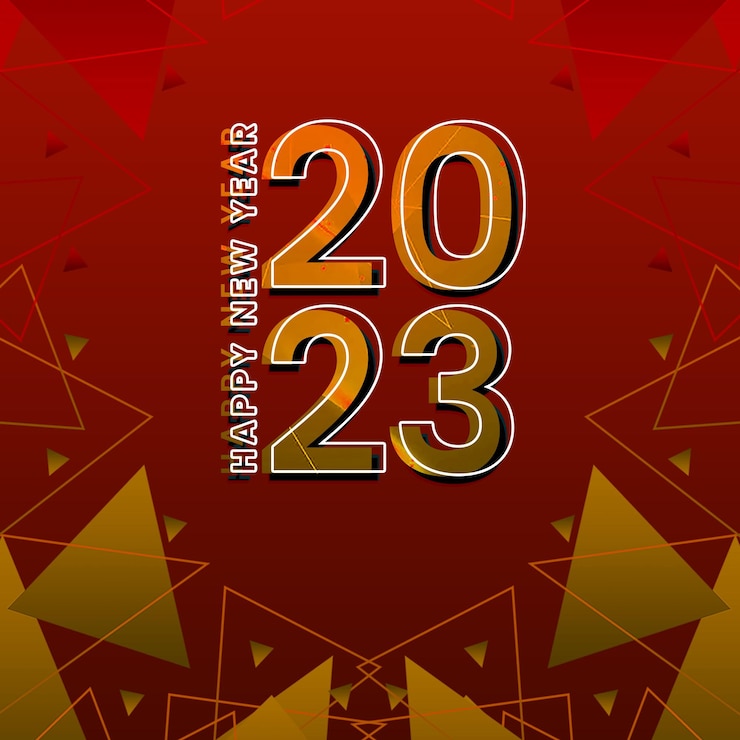 PSD red gold 2023 social media banner template design, new year instagram post