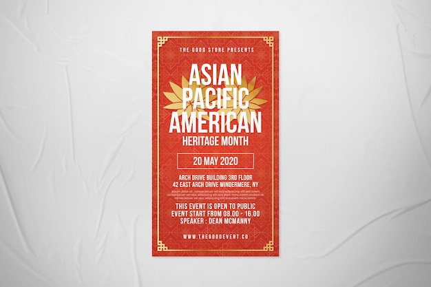 PSD red gold asian pacific american heritage month instagram story