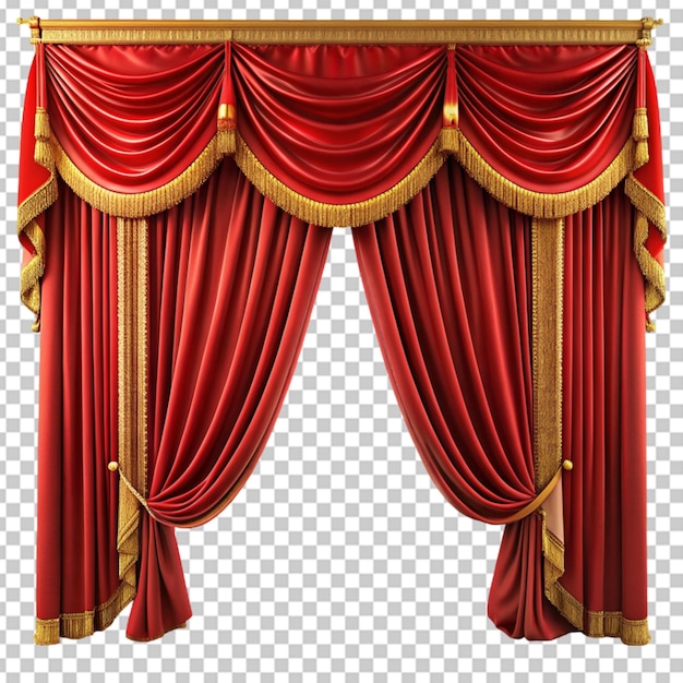 PSD red and gold curtain transparent background