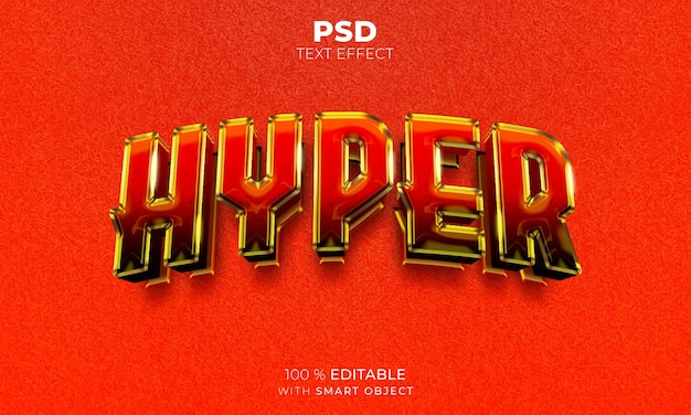 Редактируемый текстовый эффект Red Gold Hyper 3D