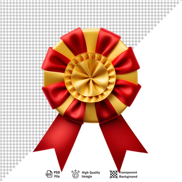 PSD red and gold label with ribbons on transparent background