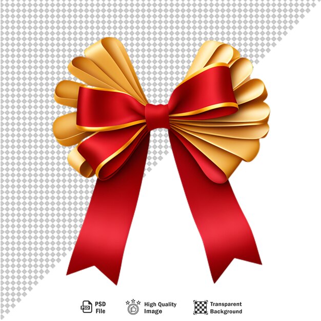 Red and gold label with ribbons on transparent background