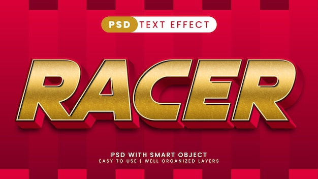 Red gold racer text style effect