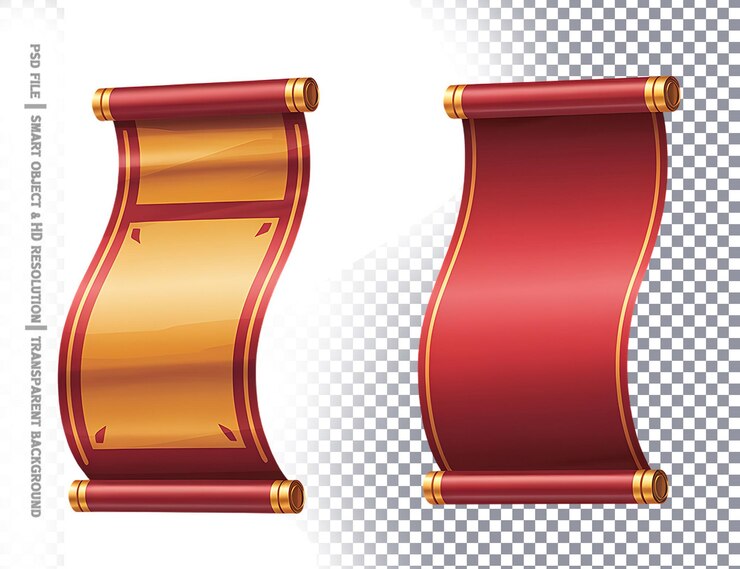 PSD red and gold scrolls