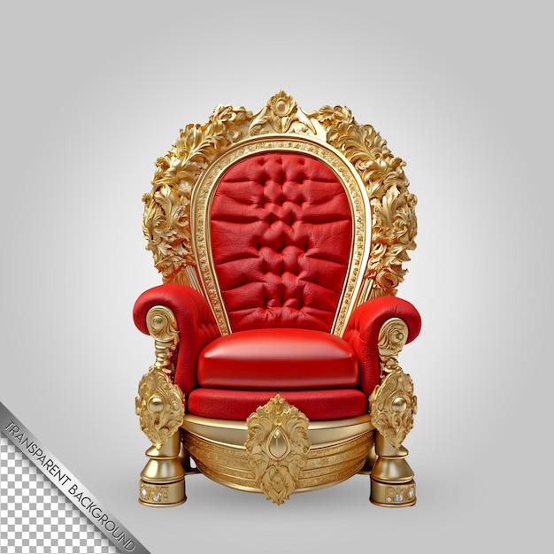 PSD a red and gold throne with a gold and black armrest