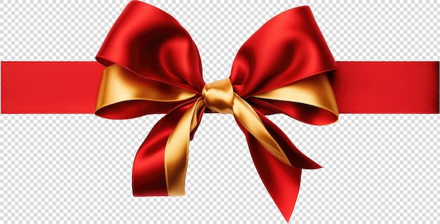 PSD red golden bow ribbon decoration gift realistic assets issolated