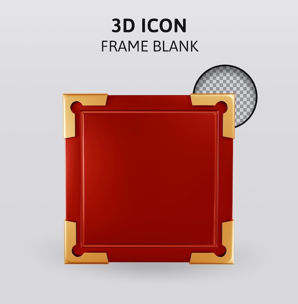 Red golden frame blank 3d rendering illustration