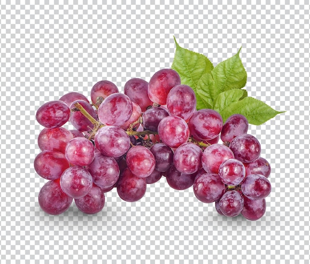 Red grape with leaves isolated