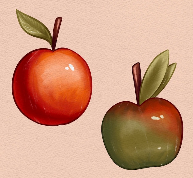 PSD red and green apples