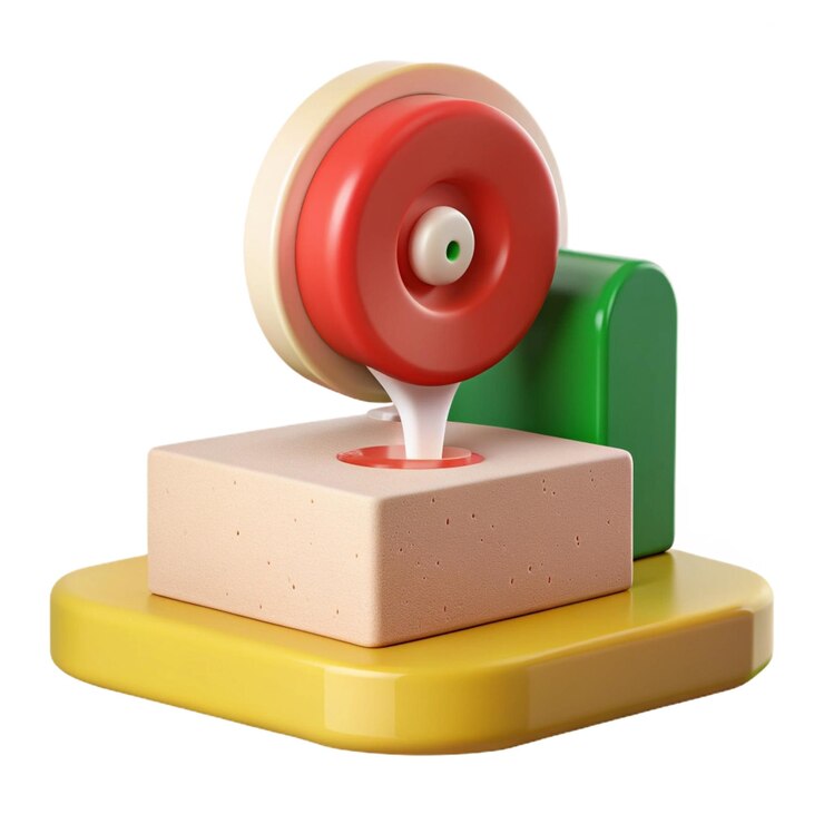 PSD a red and green object with a button on it