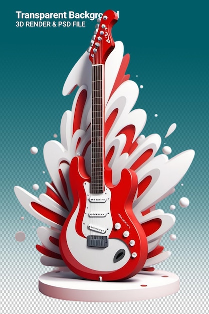 PSD a red guitar with a splash of water on it