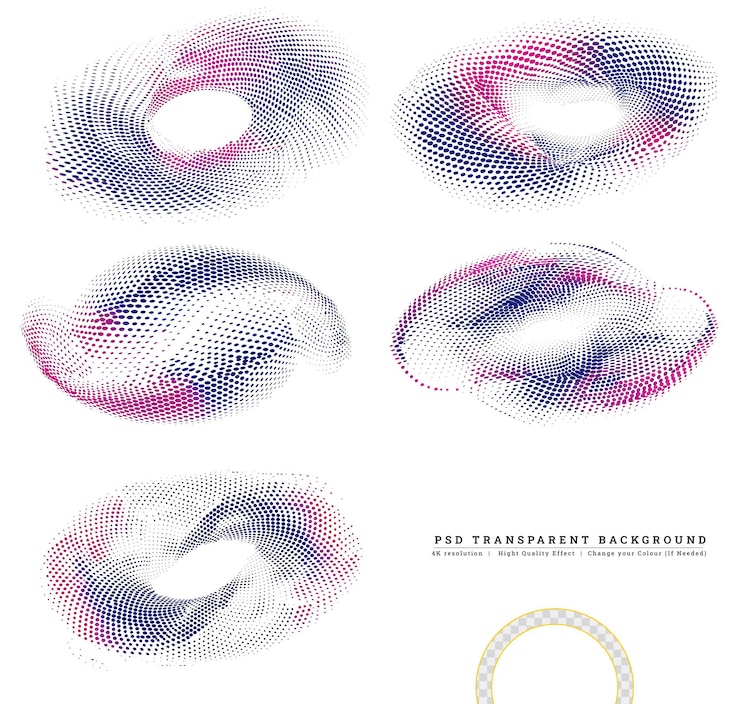 PSD red halftone dots on transparent background