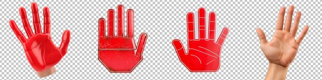 PSD red hand signals isolated on transparent background